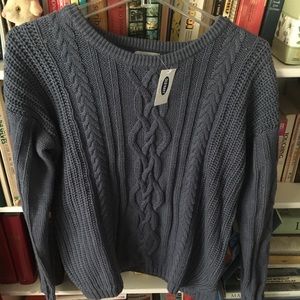 Old Navy Steel Blue Women’s Cable Knit Sweater Lg